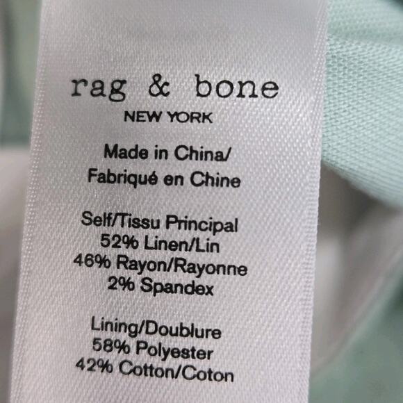 Rag & Bone Pants Womens 14 NEW Dylan Cropped Linen Wide Leg Mint Pastel Green - Picture 11 of 15
